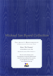 Oriana Dinner Menu Back Cover